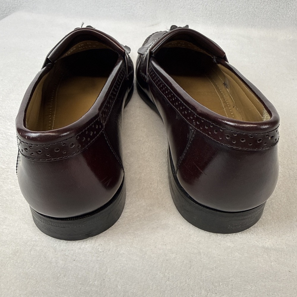 GH Bass Grammer Men's Loafers Shoes 10D Burgundy Leather Kiltie Tassel Vintage - Picture 3 of 6